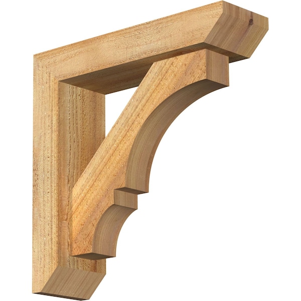 Ekena Millwork Balboa Slat Rough Sawn Bracket w/ Offset Brace, Western Red Cedar, 4"W x 14"D x 14"H BKT0402X14X14BOA06RWR - main